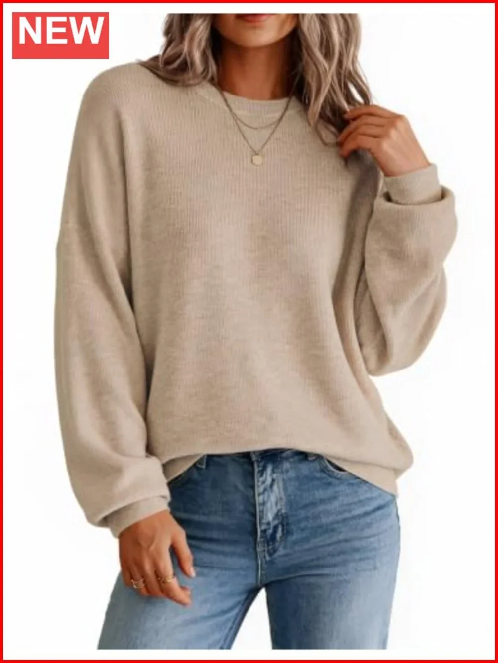 Zeagoo Oversized Crewneck Long Sleeve Knit Sweater Pullover Fall